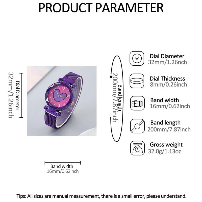 Naiste moetrend Purple Star Love Digitaalne laisk kvartskellaga Casual Kõik Väike Värske Kell Sünnipäeva jõulu Gif