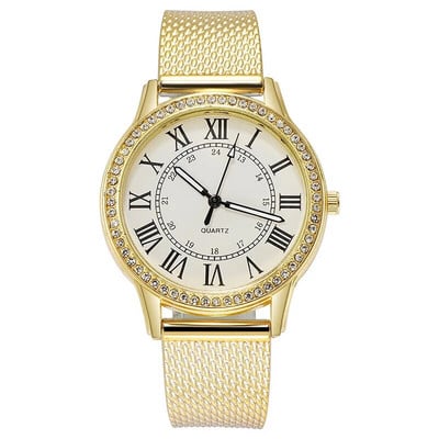 Tērauda siksniņa, vienkāršs ikdienas sieviešu pulkstenis Retro romiešu kalnu strēlakmens gaismas kvarca pulkstenis Luksusa rokas pulksteņi sievietēm vairumtirdzniecība