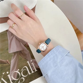 Ρετρό τετράγωνο Quartz Digital Mini Dial Casual ρολόγια χειρός Δερμάτινο λουράκι Μοντέρνο ρολόι αδιάβροχο γυναικείο ρολόι