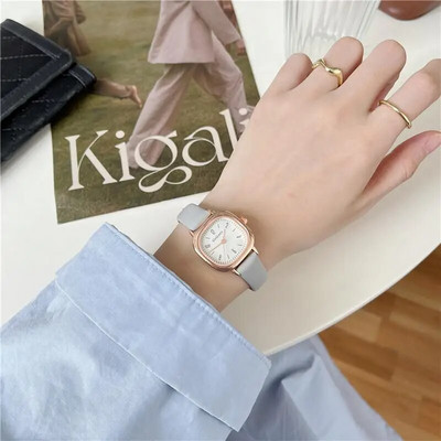 Ρετρό τετράγωνο Quartz Digital Mini Dial Casual ρολόγια χειρός Δερμάτινο λουράκι Μοντέρνο ρολόι αδιάβροχο γυναικείο ρολόι