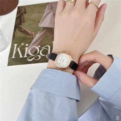 Ρετρό τετράγωνο Quartz Digital Mini Dial Casual ρολόγια χειρός Δερμάτινο λουράκι Μοντέρνο ρολόι αδιάβροχο γυναικείο ρολόι