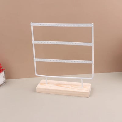 57 caurumu statīvs rotaslietu displeja organizators Auskari Kuloni Rokassprādzes Juvelierizstrādājumu turētājs ar koka pamatni Auskari uzglabāšanas statīvs