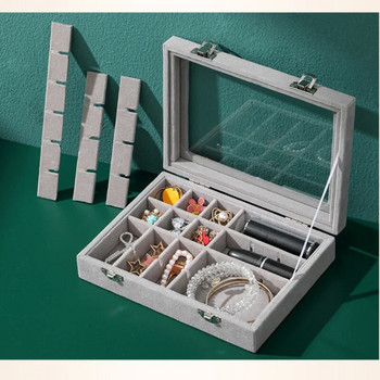 Кутия за съхранение на бижута, обеца, пръстен, огърлица, витрина за бижута, класификация на бижута, прахоустойчива, прозрачна кутия за бижута с отварящ се капак