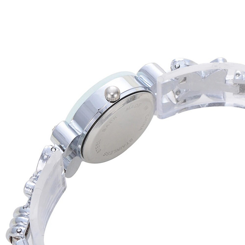 Sieviešu kvarca pulkstenis ar ziedu Rhinestone analogo kvarca rokas pulksteni Elegants izcili dekoratīvs rhinestone digitālais aproces pulkstenis