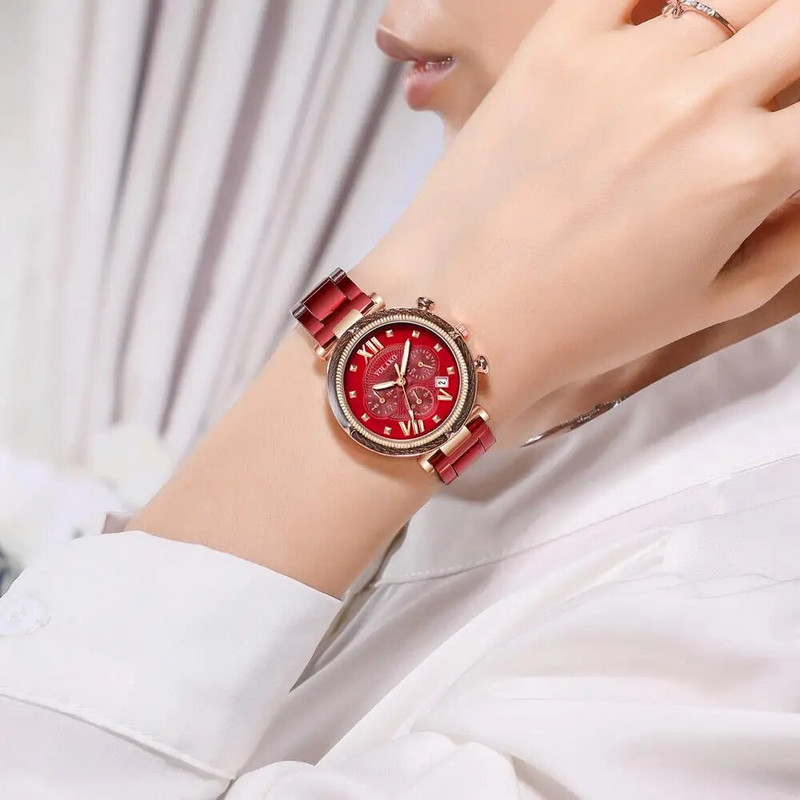 Naiste Rooma kalendrikellad 2023 Mood säravad naiste käekellad Luksuslikud lillad roostevabast terasest naiste kvartskell