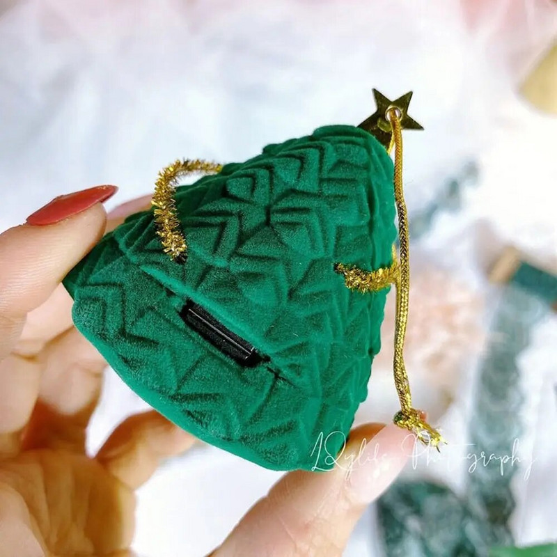 Jõulupuu sõrmusekarp Kõrvatropid Hoiukarp Ehtekott Kihlasõrmuse vitriinkarbi ehete pakkekarp Peen