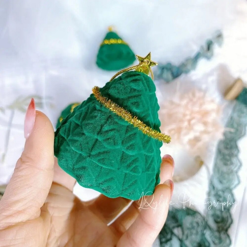 Jõulupuu sõrmusekarp Kõrvatropid Hoiukarp Ehtekott Kihlasõrmuse vitriinkarbi ehete pakkekarp Peen