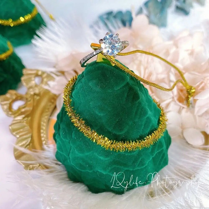 Jõulupuu sõrmusekarp Kõrvatropid Hoiukarp Ehtekott Kihlasõrmuse vitriinkarbi ehete pakkekarp Peen