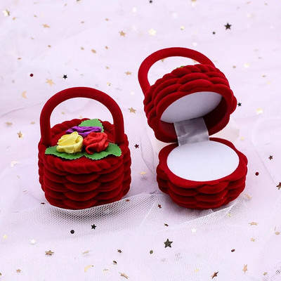 Ühes tükis sametest ehtekarbi kinkekarbi konteiner abielusõrmuste karbi sõrmuseümbris kõrvarõngahoidja ehete väljapaneku ja ehete pakendi jaoks