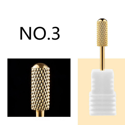 Volframkarbiidist küünepuuriotsakud küünepuuri jaoks 3/32-tollised küünelihvija näpunäited akrüülgeelküünte jaoks Kodusalong Küünehooldusvahendid Kuld