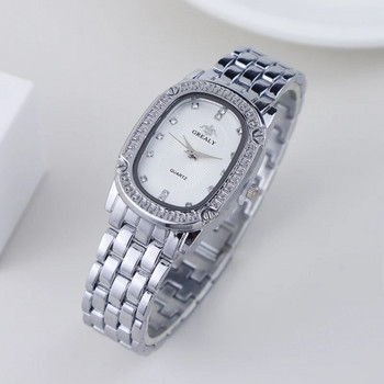 Γυναικεία μεταλλικά ρολόγια πολυτελείας μόδας 2022 Επώνυμα απλό, οβάλ γυναικείο ρολόι χειρός από χαλαζία Rhinestone