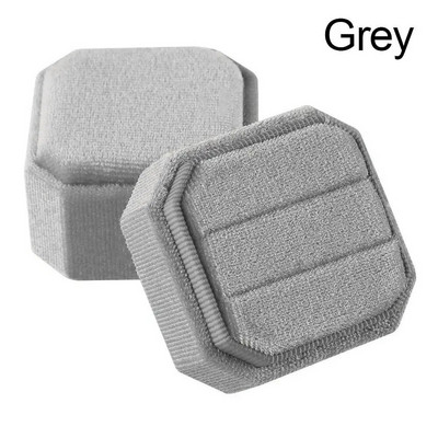 Kaheksanurkne sametist topeltsõrmuse hoiuümbris eemaldatava kaanega abielusõrmuse karp Elegantsed kihlasõrmuse vitriinkarbid