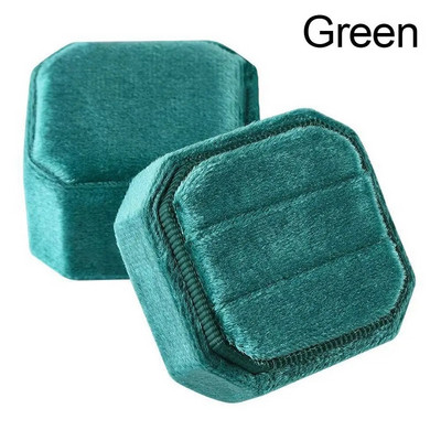 Kaheksanurkne sametist topeltsõrmuse hoiuümbris eemaldatava kaanega abielusõrmuse karp Elegantsed kihlasõrmuse vitriinkarbid