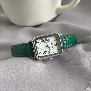 Ретро часовници Класически ежедневни кварцов циферблат с кожена каишка с правоъгълна лента Модни ръчни часовници за жени Ръчен часовник