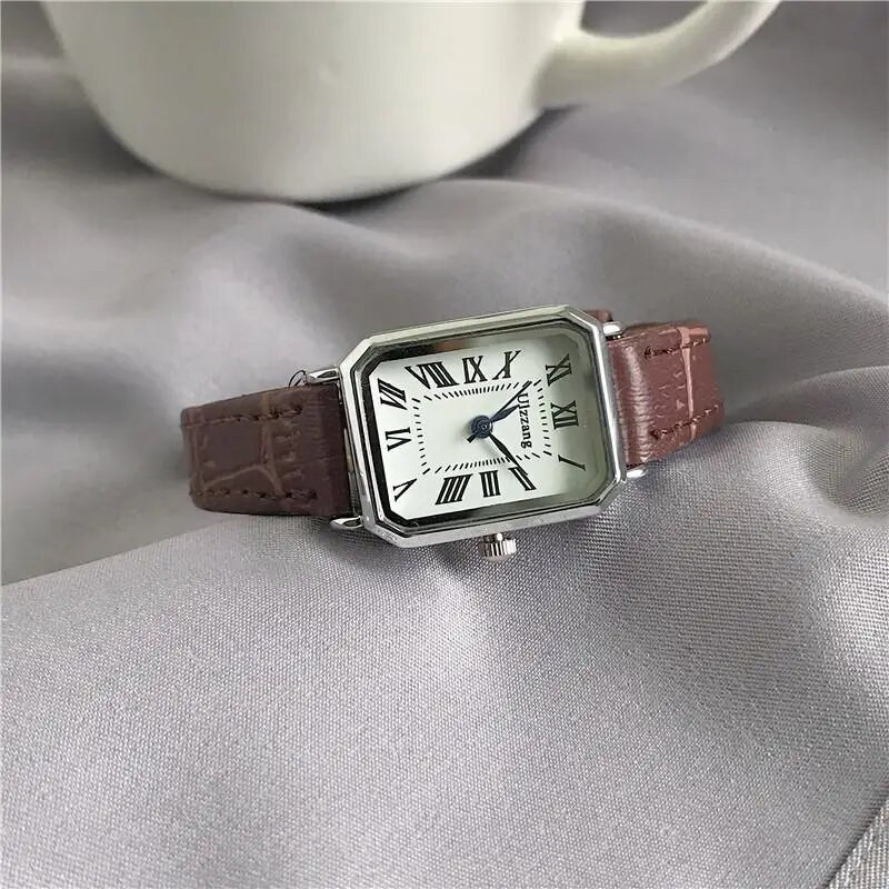 Ρετρό ρολόγια Classic Casual Quartz Dial Δερμάτινο λουράκι Ορθογώνιο Ρολόι Μοντέρνα ρολόγια χειρός για γυναίκες Ρολόι χειρός