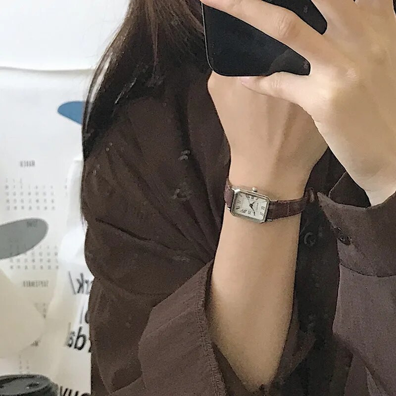 Ρετρό ρολόγια Classic Casual Quartz Dial Δερμάτινο λουράκι Ορθογώνιο Ρολόι Μοντέρνα ρολόγια χειρός για γυναίκες Ρολόι χειρός