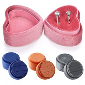 Peen sametsüdame/ümmarguse kujuga kahekordse rõngaga karbiga kihlasõrmuste karp koos eemaldatava kaanega sõrmuse vitriinkarbiga kingituste ehtekarp