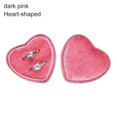 Peen sametsüdame/ümmarguse kujuga kahekordse rõngaga karbiga kihlasõrmuste karp koos eemaldatava kaanega sõrmuse vitriinkarbiga kingituste ehtekarp