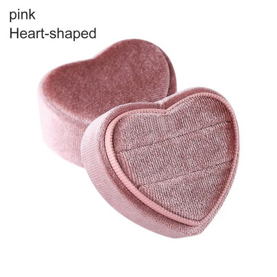 Peen sametsüdame/ümmarguse kujuga kahekordse rõngaga karbiga kihlasõrmuste karp koos eemaldatava kaanega sõrmuse vitriinkarbiga kingituste ehtekarp