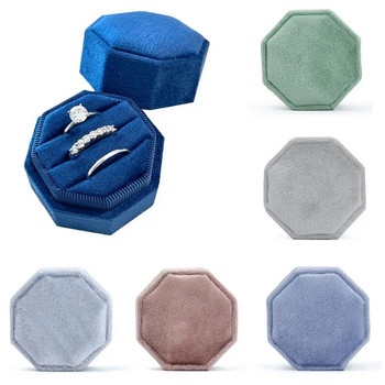 Οκτάγωνο Βελούδινο Δαχτυλίδι Δαχτυλίδι Δαχτυλίδι Κουτί Τριών Υποδοχών Αποθήκευση Δαχτυλίδι με Αποσπώμενο Καπάκι Για Πρόταση Γάμου αρραβώνα