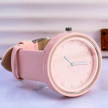 Нов обикновен кварцов часовник с марка имитация на кожа Дамски кръгли водоустойчиви часовници Relogio Feminino Часовник с лента за китка Горещи разпродажби