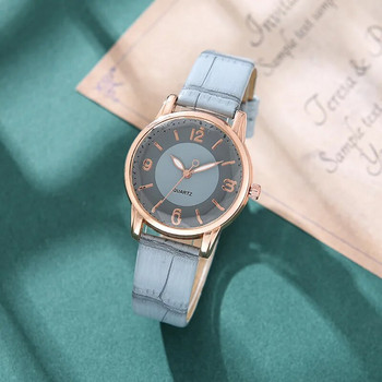Fashion Casual Γυναικείο High-end δερμάτινο ρολόι Quartz με καντράν διπλού χρώματος Είναι καλύτερο να επιλέξετε τη γυναίκα ενός φίλου ως δώρο