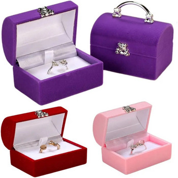 Кадифена кутия за бижута Сватбена кутия с малък пръстен, висулка, колие, висулка, кутия, сладко мече, подарък, кутия, калъф за опаковане на бижута