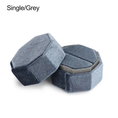 Elegantne kaheksanurkne sametest kahekordse sõrmuse hoiuümbris eemaldatava kaanega abielusõrmuse karp pulmakihluse ehete vitriin