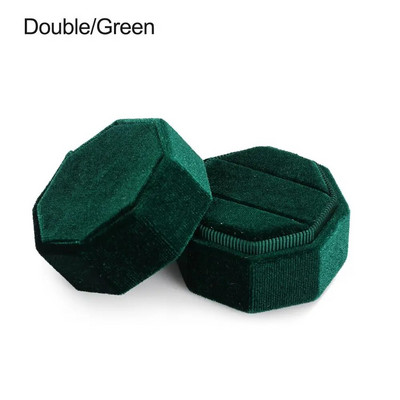 Elegantne kaheksanurkne sametest kahekordse sõrmuse hoiuümbris eemaldatava kaanega abielusõrmuse karp pulmakihluse ehete vitriin