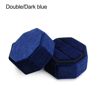 Elegantne kaheksanurkne sametest kahekordse sõrmuse hoiuümbris eemaldatava kaanega abielusõrmuse karp pulmakihluse ehete vitriin