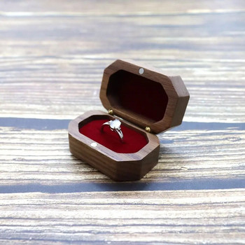 Ρετρό Ξύλινο Δαχτυλίδι από Καρυδιά Δαχτυλίδι Κολιέ Κολιέ Κιβώτιο Αρραβώνα Αποθήκευση Δαχτυλίδι γάμου Θήκη αγάπης για δώρα Νέα