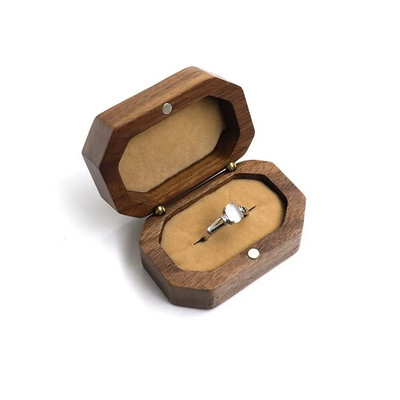 Retro pähkel puidust ehtekarp Sõrmus Kõrvarõngas Kaelakee Näidikast Kihlus abielusõrmuse hoidik Armastuse kingituste ümbris Uus