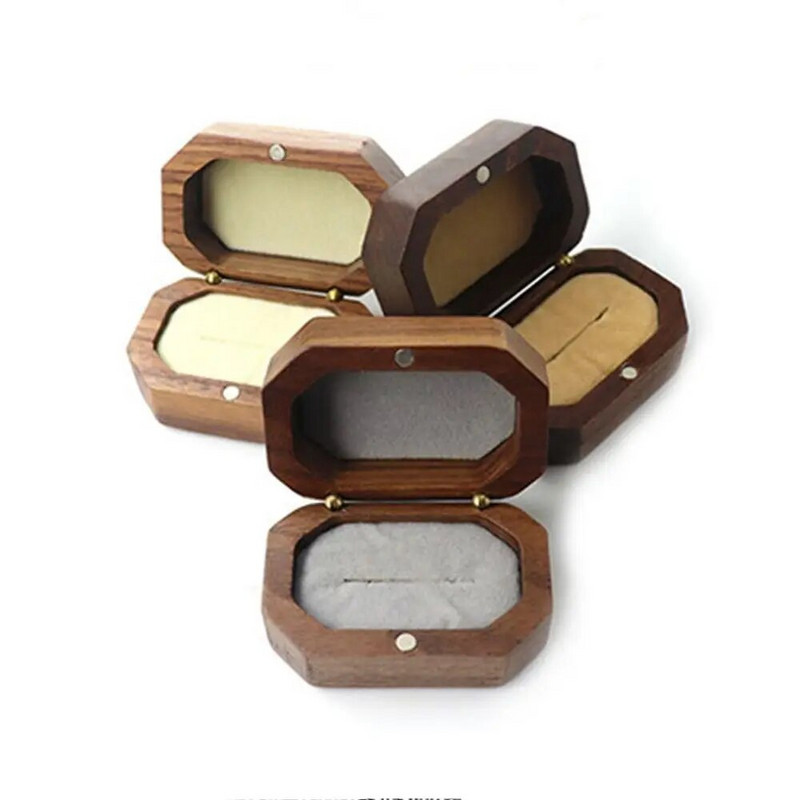 Retro pähkel puidust ehtekarp Sõrmus Kõrvarõngas Kaelakee Näidikast Kihlus abielusõrmuse hoidik Armastuse kingituste ümbris Uus