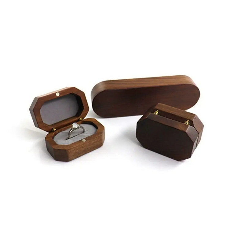 Retro pähkel puidust ehtekarp Sõrmus Kõrvarõngas Kaelakee Näidikast Kihlus abielusõrmuse hoidik Armastuse kingituste ümbris Uus