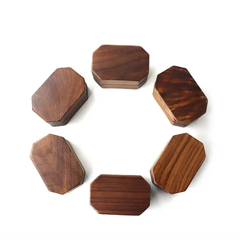 Retro pähkel puidust ehtekarp Sõrmus Kõrvarõngas Kaelakee Näidikast Kihlus abielusõrmuse hoidik Armastuse kingituste ümbris Uus