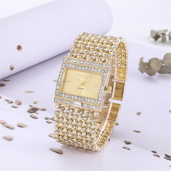 UTHAI W25 Дамски квадратен кварцов часовник Модна марка Лека луксозна гривна от неръждаема стомана Ръчни часовници за момичета с инкрустирани диаманти