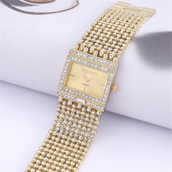 Γυναικείο τετράγωνο χαλαζιακό ρολόι UTHAI W25 Fashion Brand Light Πολυτελές βραχιόλι από ανοξείδωτο ατσάλι για κορίτσια με ένθετα διαμάντια ρολόγια χειρός