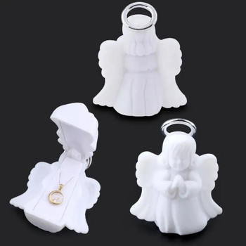 Lovely Angel Velvet Jewelry Box Λευκό κολιέ γαμήλιου δαχτυλιδιού Κουτί δώρου Κουτί δώρου Θήκη για συσκευασία κοσμημάτων