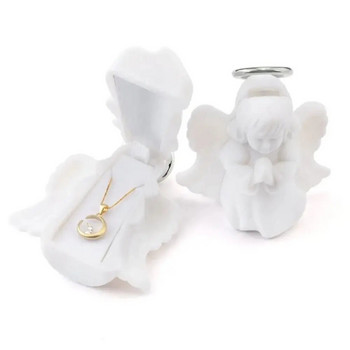 Lovely Angel Velvet Jewelry Box Λευκό κολιέ γαμήλιου δαχτυλιδιού Κουτί δώρου Κουτί δώρου Θήκη για συσκευασία κοσμημάτων