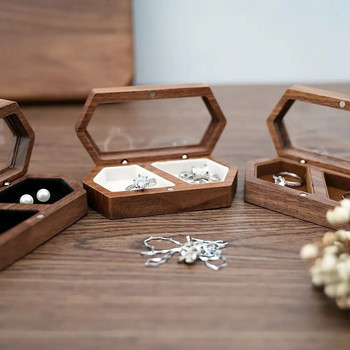 Дървена кутия за бижута Дисплей Кутия с голям капацитет Кутия за съхранение при пътуване Съхранение на пръстени за обеци Дамска кутия за мъниста Подарък