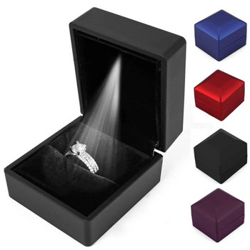 Πολυτελής βελούδινη κοσμηματοθήκη Θήκη για κοσμήματα με ελαφριά LED δαχτυλίδια σκουλαρίκια Κουτί σκουλαρίκι κολιέ Αποθήκευση για δώρα γάμου αρραβώνων