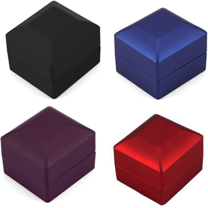 Luksuslik sametist ehtekarbist ehteümbris heleda LED-sõrmustega kõrvarõngaste karbiga kõrvarõnga kaelakee hoiukoht kihlus pulmakingitusteks