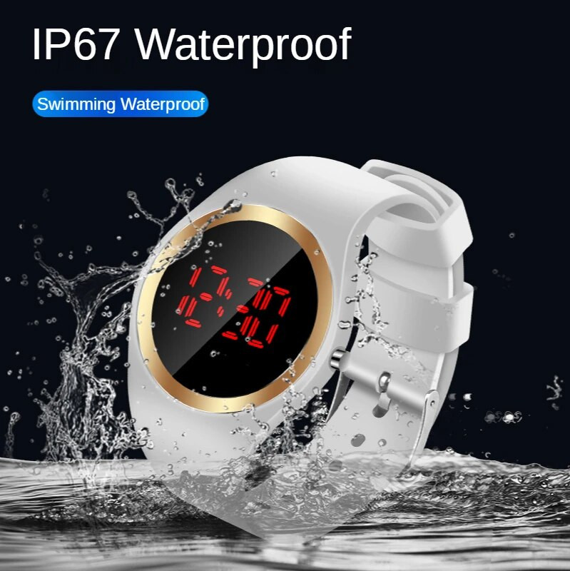 Női digitális karóra szilikon lány karóra egyéniség kerek elektronikus óra vízálló utazás kültéri sport digitális karóra