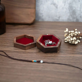 Ретро орехова дървена кутия за бижута, пръстен, обеца, колие, дисплей, кутия, годежен сватбен пръстен, държач за съхранение, калъф за подаръци, висококачествен