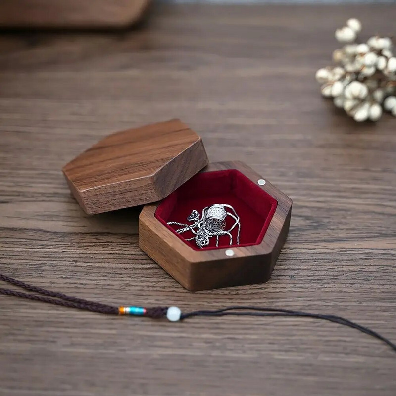 Retro pähkel puidust ehtekarp Sõrmus Kõrvarõngas Kaelakee Näidikast Kihlasõrmuse hoidik Kinkekarp Kvaliteetne