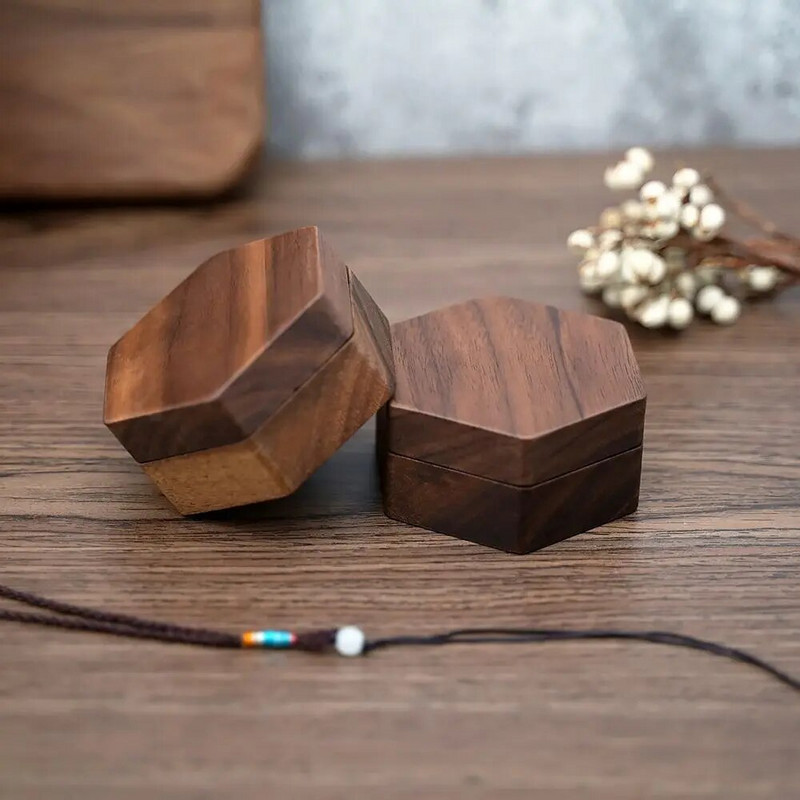 Retro pähkel puidust ehtekarp Sõrmus Kõrvarõngas Kaelakee Näidikast Kihlasõrmuse hoidik Kinkekarp Kvaliteetne