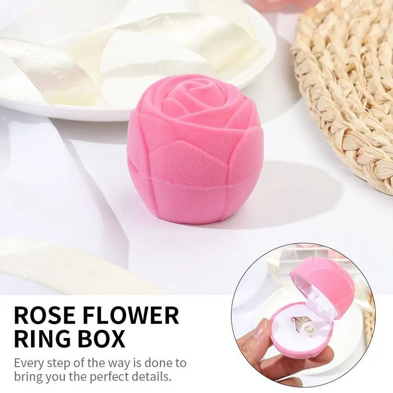 Roosi flokeeriva sõrmuse kaelakeekarp Mini ehtekõrvarõngaste hoidikümbris pakkekarp ehete hoiustamisvahend kihlusmoe jaoks