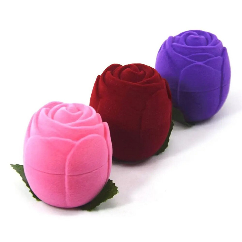 Roosi flokeeriva sõrmuse kaelakeekarp Mini ehtekõrvarõngaste hoidikümbris pakkekarp ehete hoiustamisvahend kihlusmoe jaoks