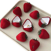 Κόκκινο βελούδινο κουτί με δαχτυλίδι φράουλα Βιτρίνα με κοσμήματα γάμου Θήκη δώρου Ρομαντική διοργανωτή κοσμηματοπωλείο δαχτυλίδι αρραβώνων