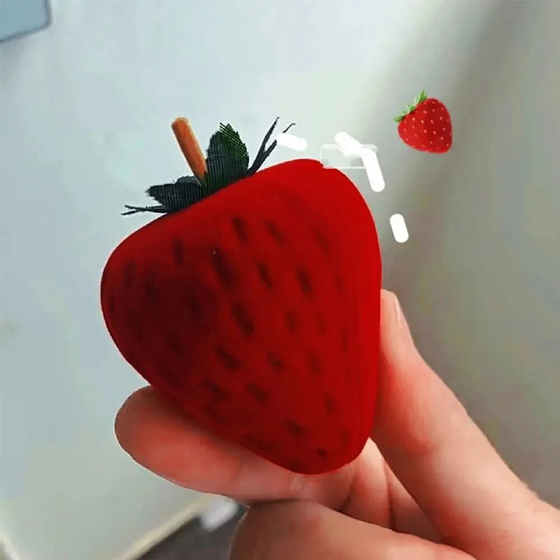 Κόκκινο βελούδινο κουτί με δαχτυλίδι φράουλα Βιτρίνα με κοσμήματα γάμου Θήκη δώρου Ρομαντική διοργανωτή κοσμηματοπωλείο δαχτυλίδι αρραβώνων